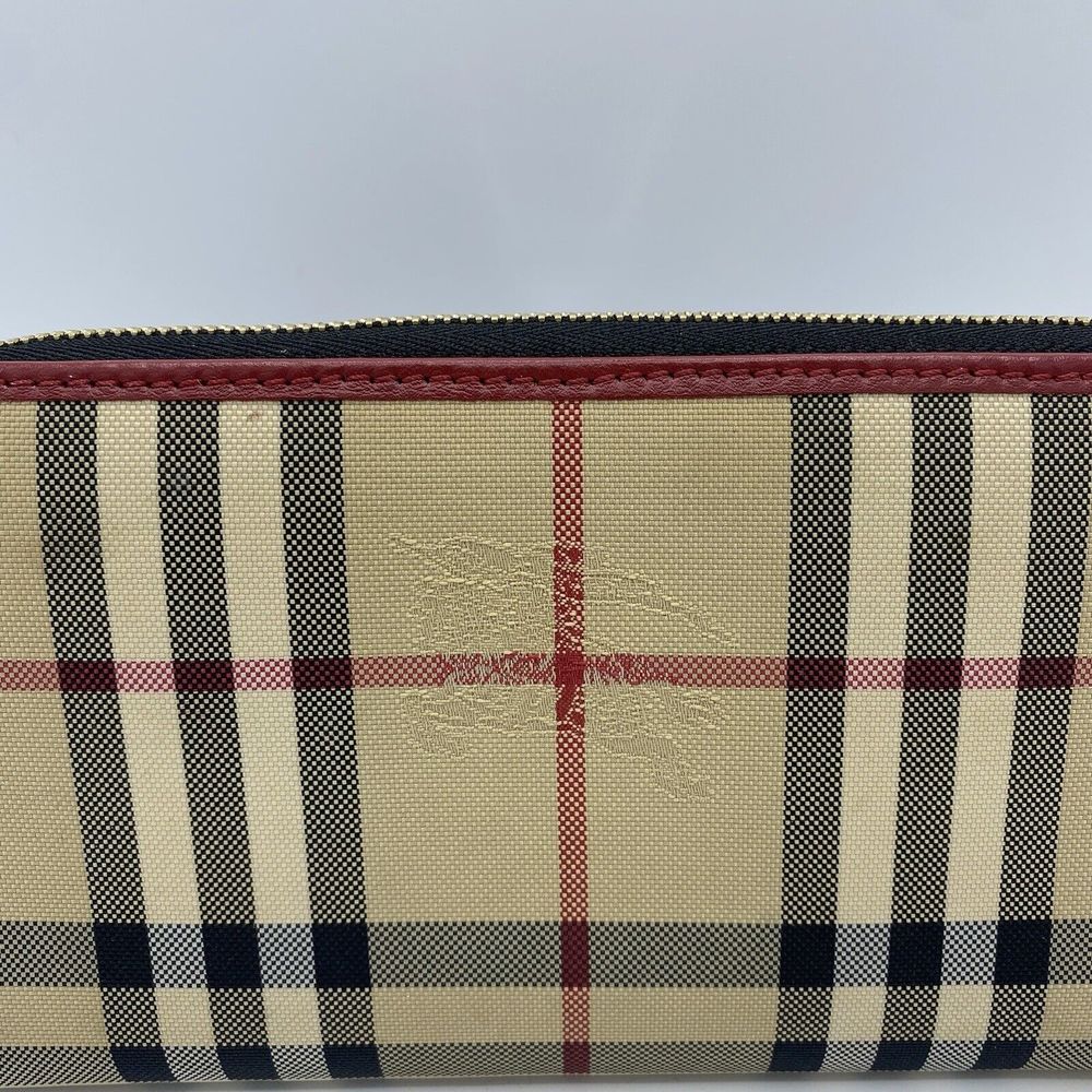 Burberry Elmore Wallet Clutch Purse Zip Around Haymarket House Check Nova Red - Picture 5 of 16